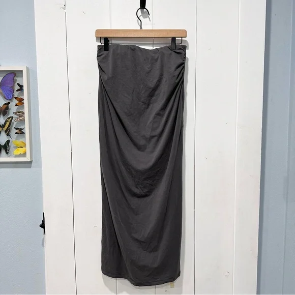 OGL 2pc Set Open Back Brami Tank and Ruched Mermaid Maxi Skirt In Dark Grey M
